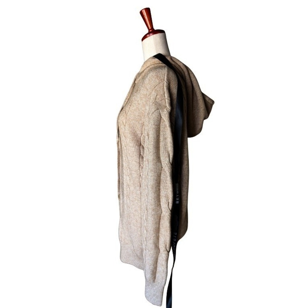 SER.O.YA Women Oatmeal Beige Cable Knit Hooded Sweater Mini Dress XXS New - Picture 5 of 10